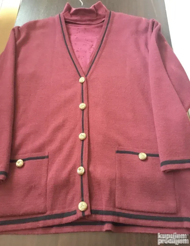 DŽEMPER i ROLKA ženski, kvalitet,vuna i pamuk,bordo,br 48,UK
