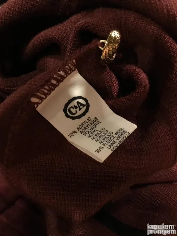 DŽEMPER i ROLKA ženski, kvalitet,vuna i pamuk,bordo,br 48,UK
