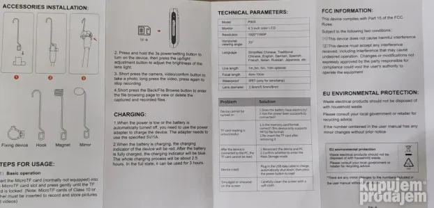 Endoskop kamera INDUSTRIJSKA USB,C,mikro.kabl 10m ,5m