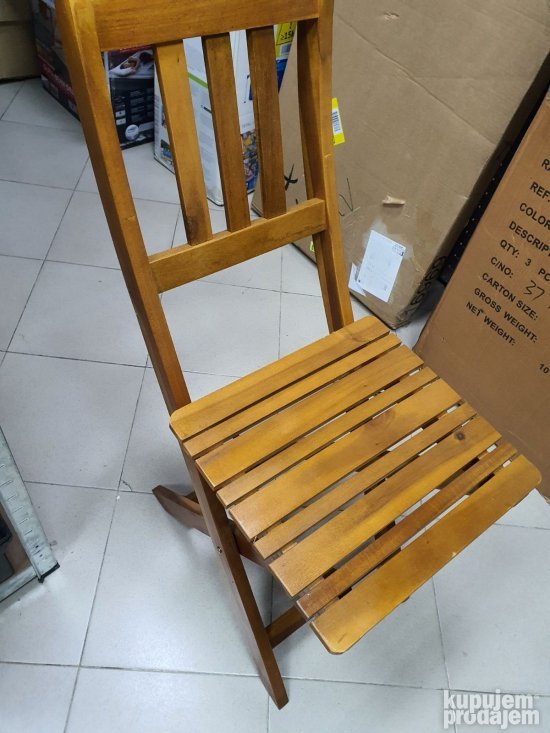 Set Dve Drvene Stolice i Stocic (Rasklopivi) - Bistro