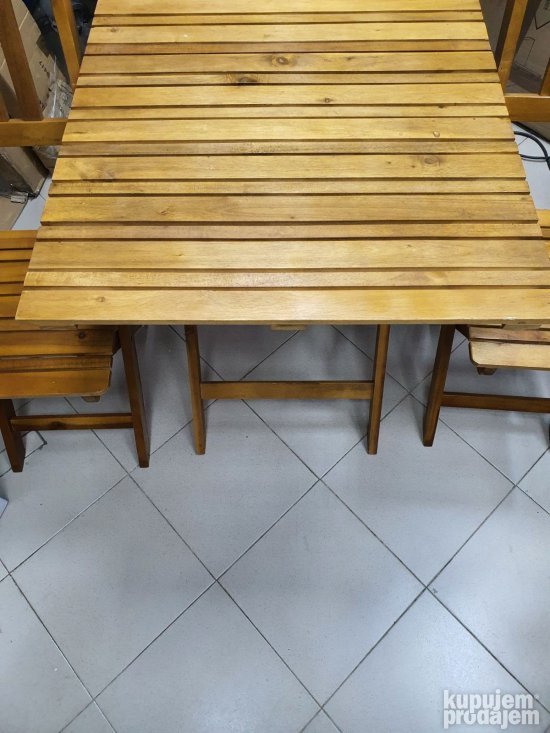 Set Dve Drvene Stolice i Stocic (Rasklopivi) - Bistro