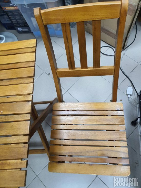 Set Dve Drvene Stolice i Stocic (Rasklopivi) - Bistro