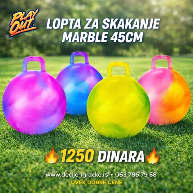 Lopta za skakanje sarenih boja 45cm