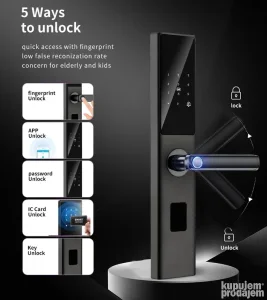 Pametna brava SmartLock S5 - otisak, šifra, kartica, ključ,