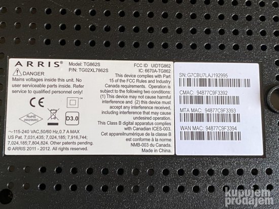 Arris Touchstone TG862S DOCSIS 3.0 Residential Gateway