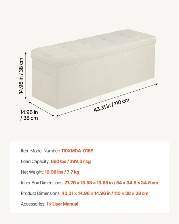 Tapacirana Tabure Klupa Otoman Bež vv