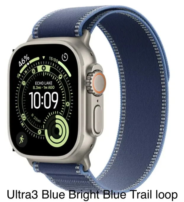 Apple Watch Ultra 3 49mm Natural Blue Bright Trail Loop