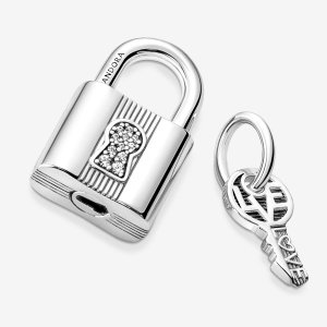 PANDORA Padlock and Key Dangle Charm #790088C01 PANDORA