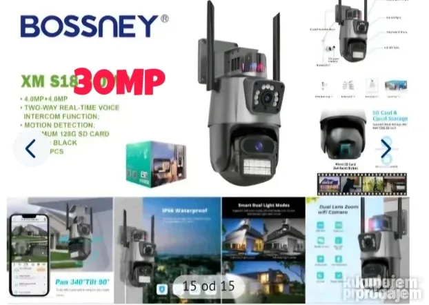 Wifi kamera ŠIROKIUGAO2optikeICSEE HIBRID3200+kart64gb-3700d