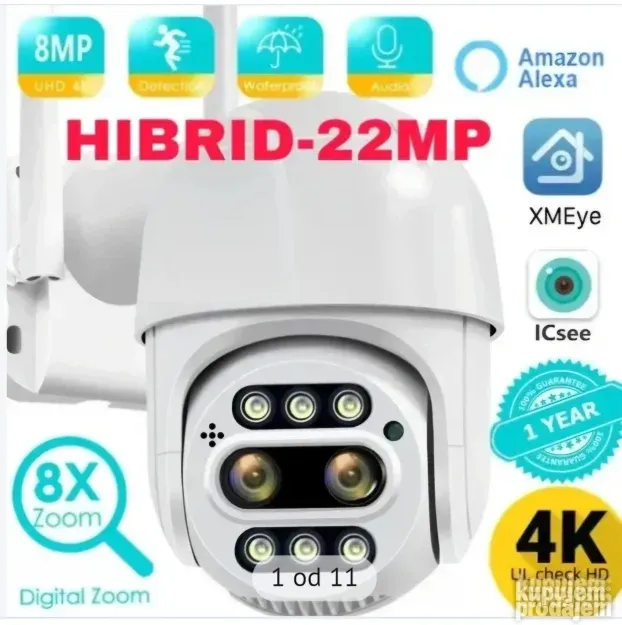 Wifi kamera ŠIROKIUGAO2optikeICSEE HIBRID3200+kart64gb-3700d