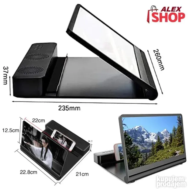 9D uveličavajući ekran i projektor sa bluetoothom i zvučnik