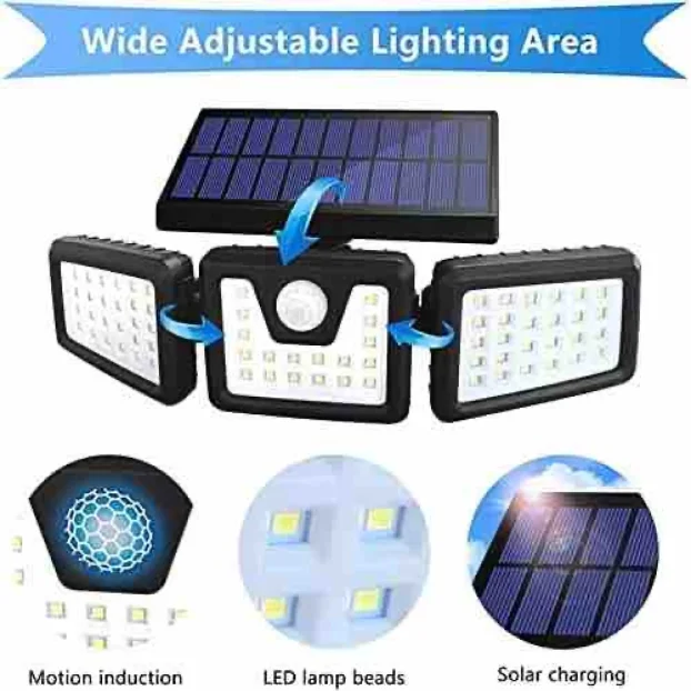 Solarni LED Reflektor FL-1725A 74 Diode 3 Glave sa SENZOROM ...