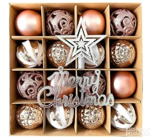 Pink-Silver Shine set - 18 magičnih roze ukrasa za jelku sa