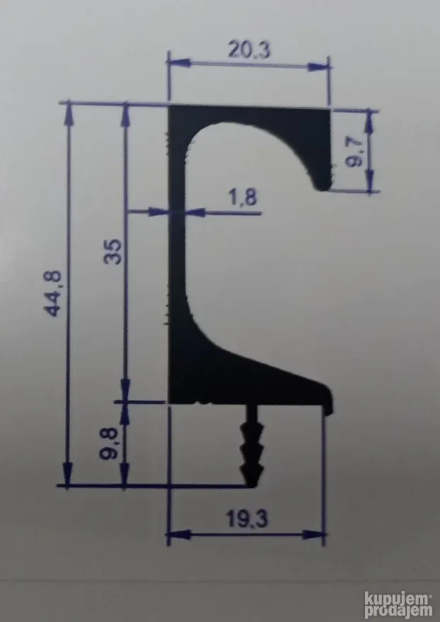 Rucica profil ukopavajuca L=3m-okov za namestaj