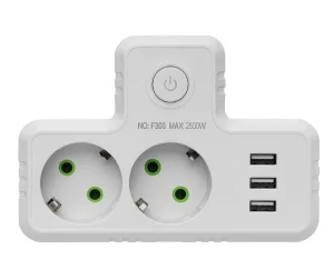 Lopov F303 sa 2 utičnice i 3 USB porta 2500W