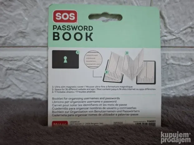 -Legami, Knjiga za organizovanje korisničkih imena i lozinki