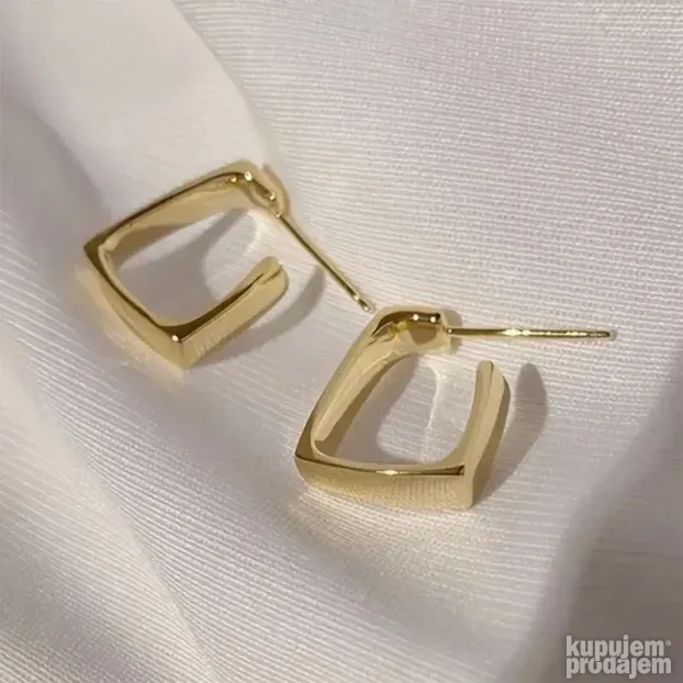 Elegantne minđuše za dame - Zlatni kvadrat