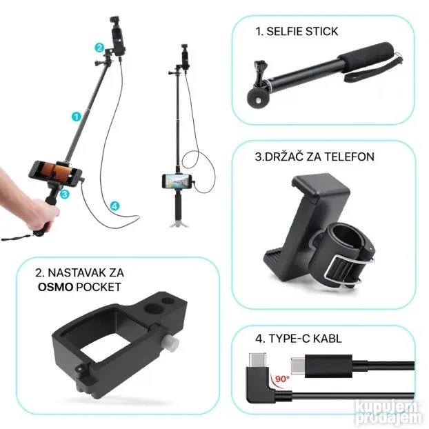 Selfie stick sa Type C kablom - NOVO
