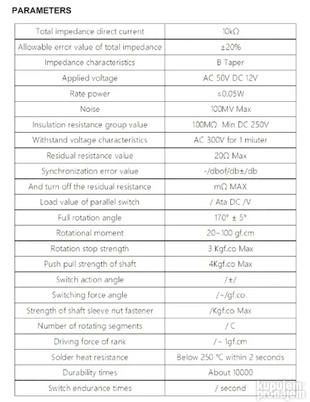 Vertikalni potenciometar Rv09 10K Ohm
