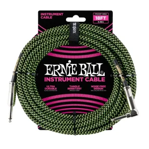 Ernie Ball 6082 18' Braided Straight -Angle Instrument Cable