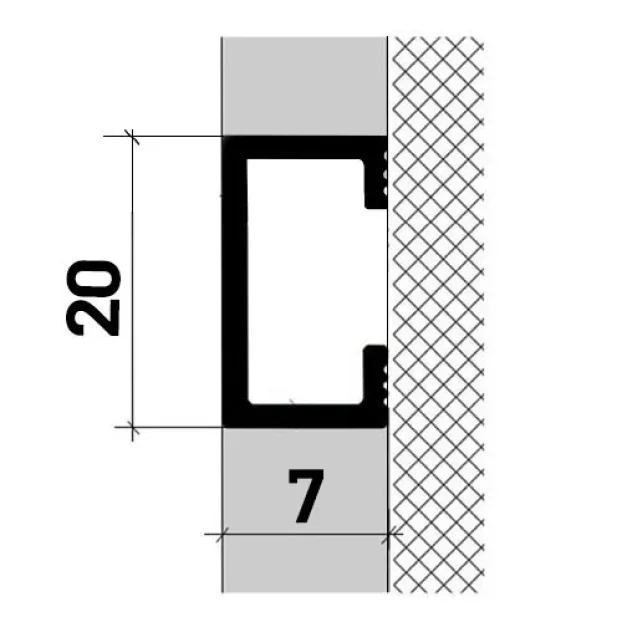 Aluminijumska bordura lajsna U-20-7