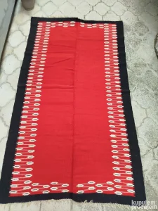 Etno vuneni ćilim ručno tkan lepa starina 185x110cm