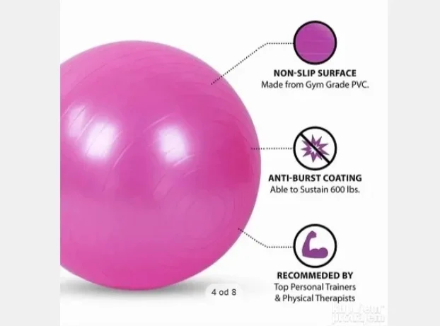 Pilates/Yoga lopta 65cm - Anti-Burst, neklizajuća, za vežban