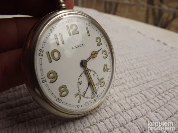 LANCO vojni džepni sat odlično OČUVAN VELIKI swiss made