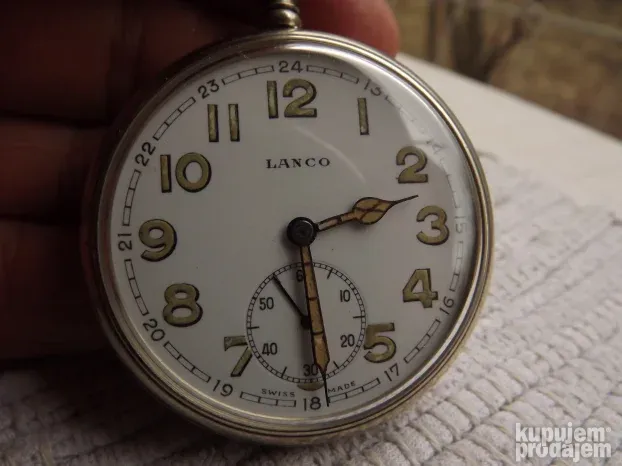 LANCO vojni džepni sat odlično OČUVAN VELIKI swiss made