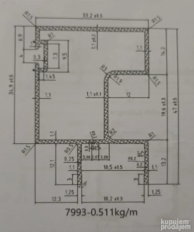 Rukohvat za klizne plakare Tim za 18mm 2.7m-okov za namestaj