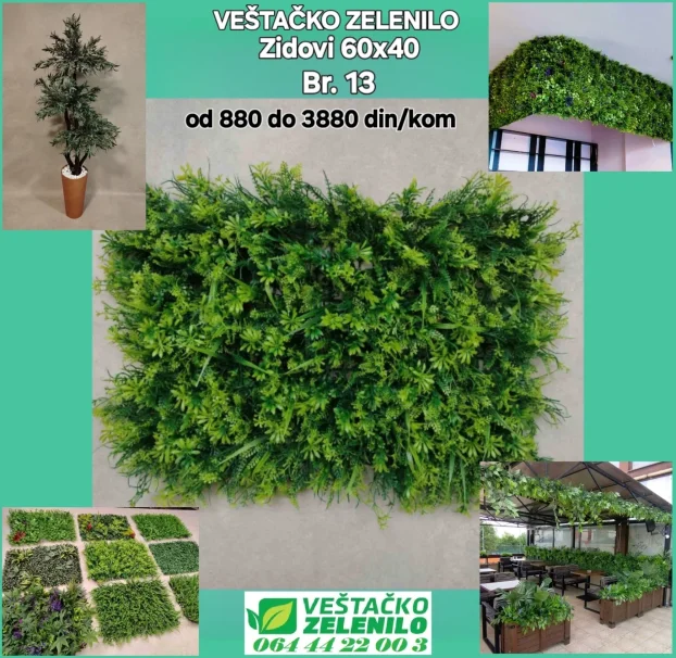 Veštački zeleni zidovi 08 ( 60x40) 1580 din/kom