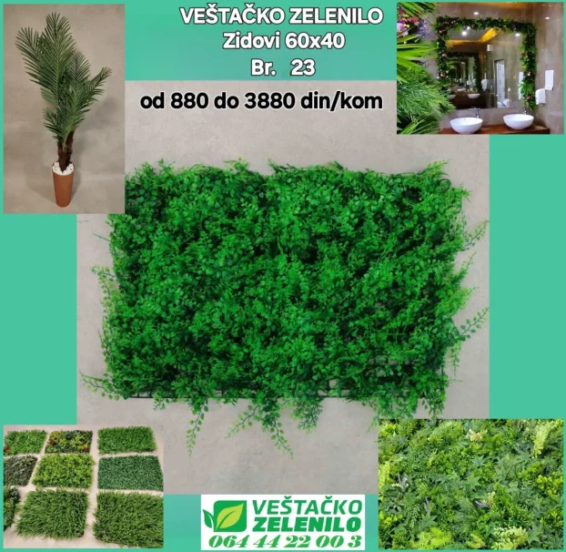 Veštački zeleni zidovi 08 ( 60x40) 1580 din/kom