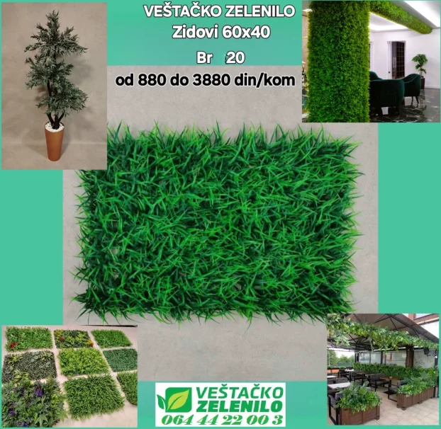 Veštački zeleni zidovi 08 ( 60x40) 1580 din/kom