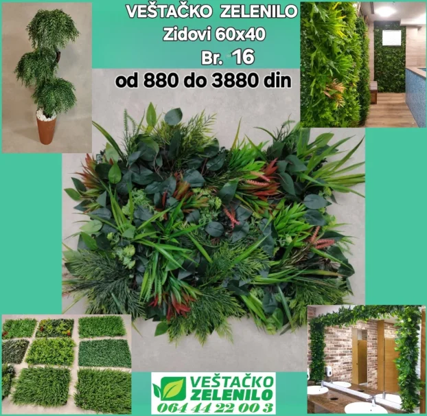 Veštački zeleni zidovi 08 ( 60x40) 1580 din/kom