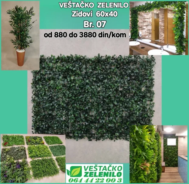 Veštački zeleni zidovi 08 ( 60x40) 1580 din/kom