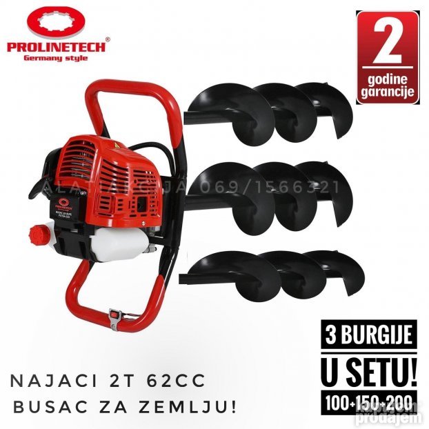 Bušač rupa ProLineTech 62cc sa tri burgije +RACUN!