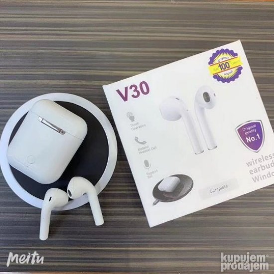 Bezicne Bluetoth slusalice V30 na tach + bezicno punjenje