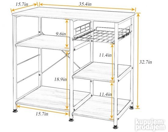 Kuhinjska Polica - Komoda 90x40x83cm Braon-Bela - Sogas