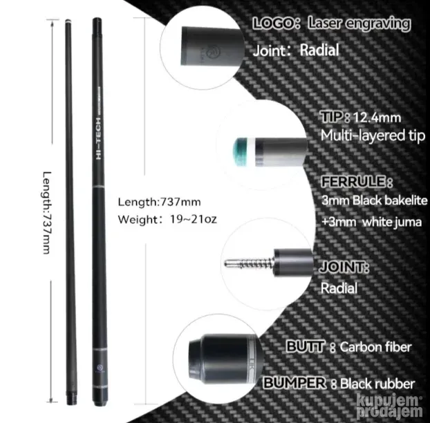 Oem U3 High Tech karbon 12.4mm radial + ekstenzija