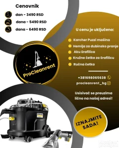 Iznajmljivanje masina za dubinsko pranje namestaja