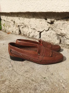 Vintage pletene kožne italijanske espadrile 42