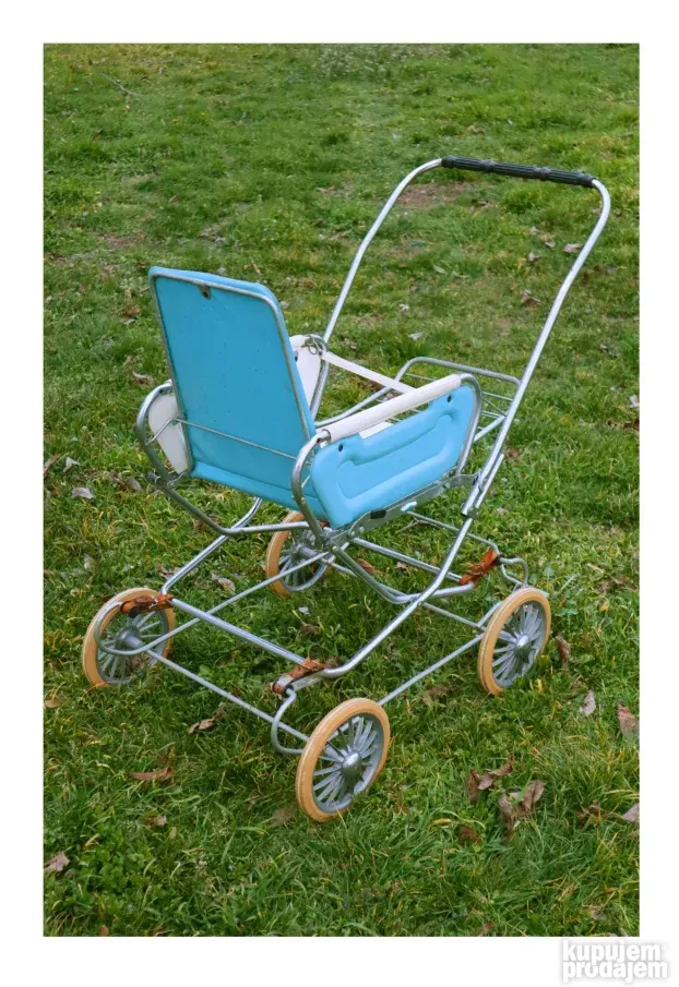 Vintage starinska decija kolica plava 1960e