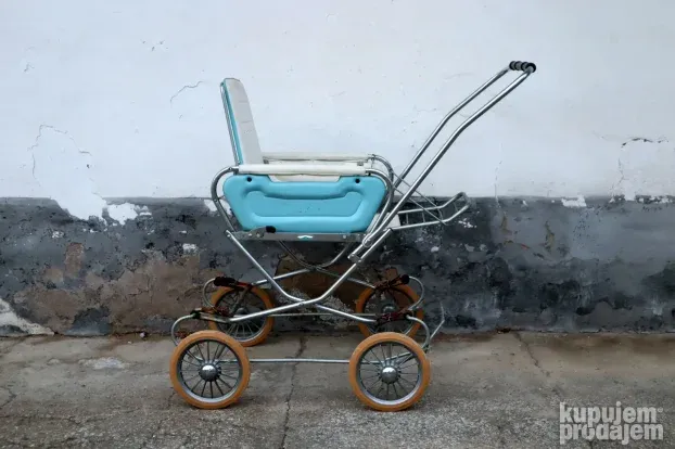 Vintage starinska decija kolica plava 1960e