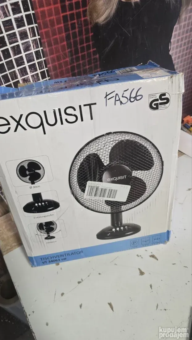 Exquisit VT 34063 sw ventilator, 35W, 3 nivoa snage, crna