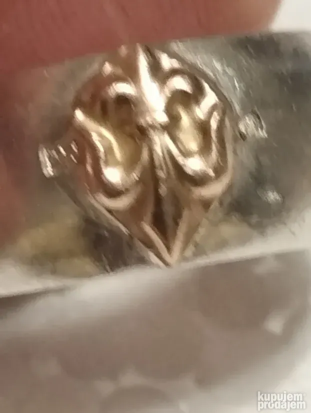 Srebrni prsten sa zlatnom aplikacijom 14kt-6.4gram