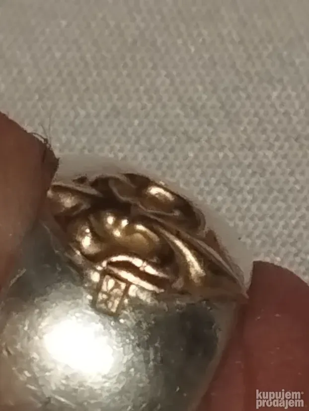 Srebrni prsten sa zlatnom aplikacijom 14kt-6.4gram