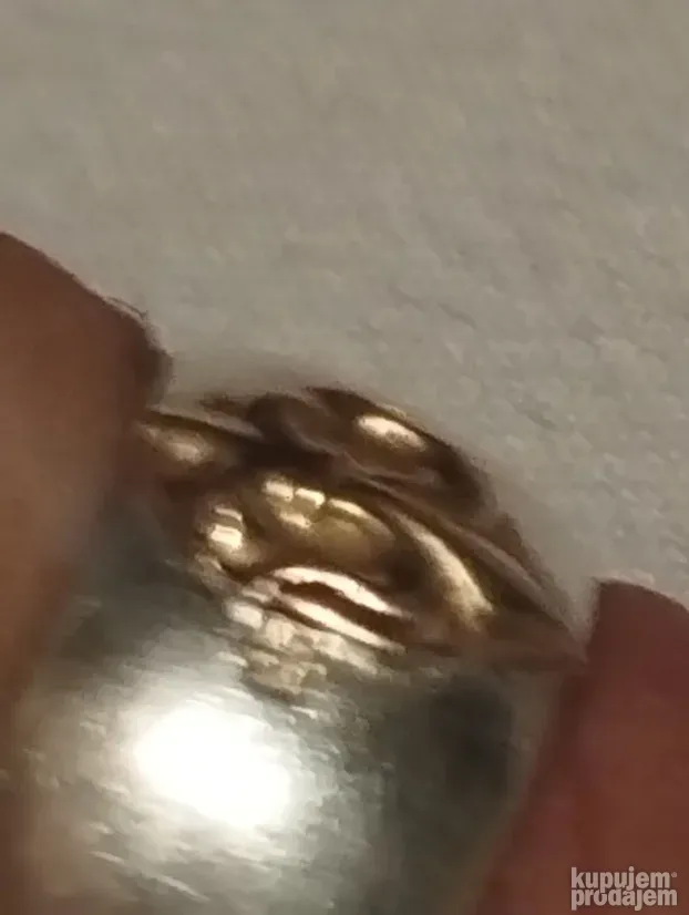 Srebrni prsten sa zlatnom aplikacijom 14kt-6.4gram