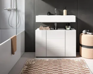 Vira ormarić ispod lavaboa, bela/bela sjaj, 82x56x34cm