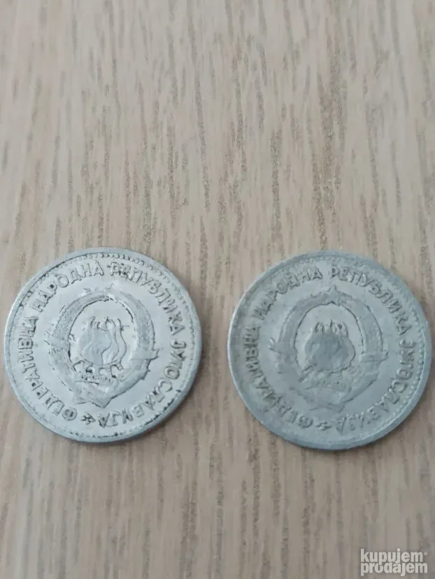Dve kovanice aluminijumske od jednog dinara iz 1953