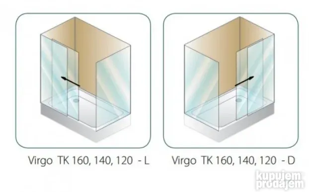 Virgo uni tk 140x80 tuš kabina visine 200 providno kaljeno